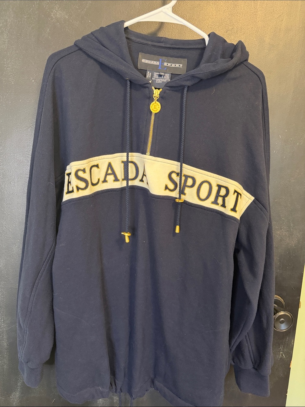 Vintage 90s Escada Sport Embroidered Spell Out Oversized Hoodie